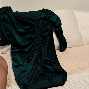 Elegant Green Velvet Dress